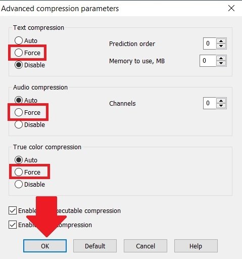 Force other compression settings