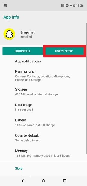 Force the app to stop