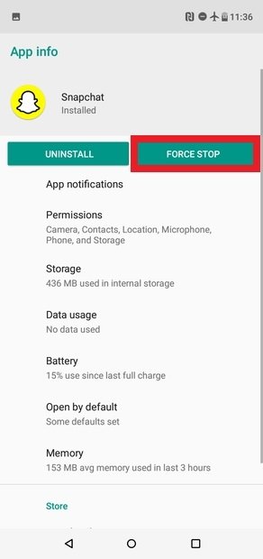 Fuerza la completa detención de la app