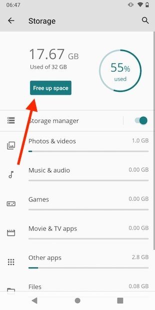 Free space on Android