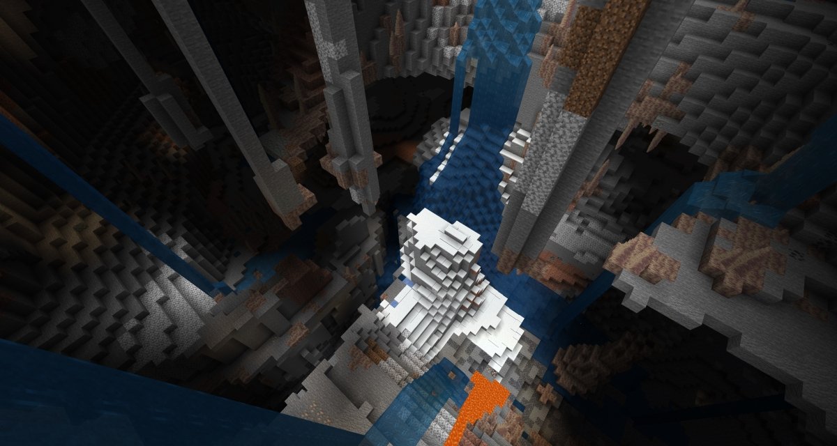 Depuis le fond d'une grotte sur Minecraft