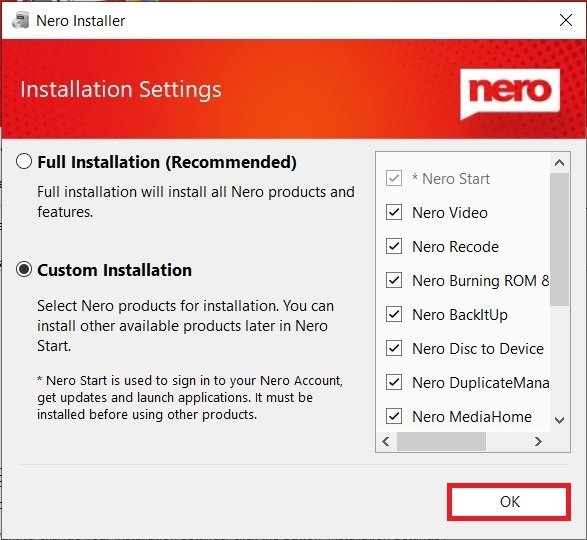 como instalar o nero 2019
