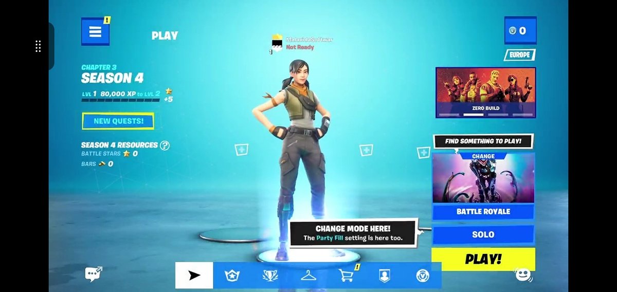 Game of Fortnite on the cloud from a smartphone