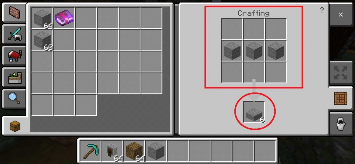 Get stone slabs in Minecraft