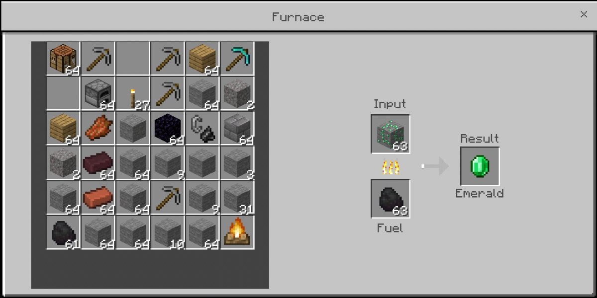 Getting an emerald with a furnace
