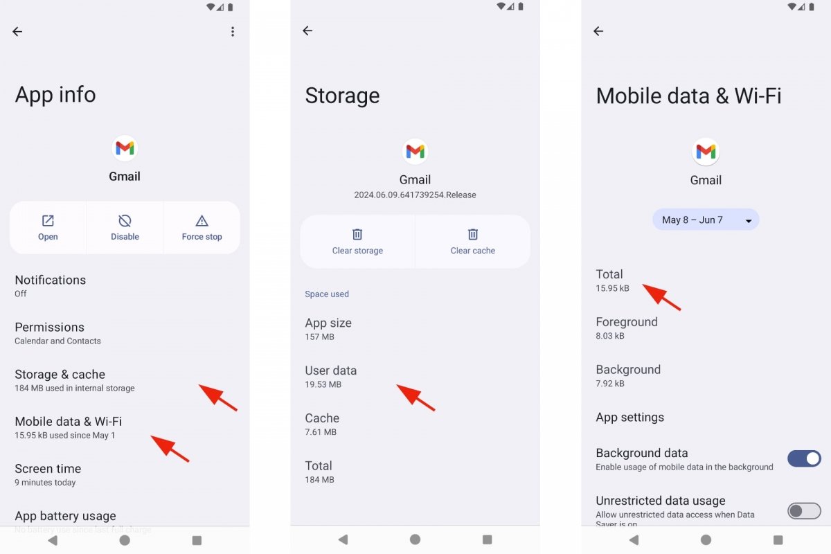 Gmail's storage and mobile data