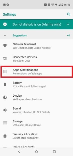 Зайдите в Apps & notifications