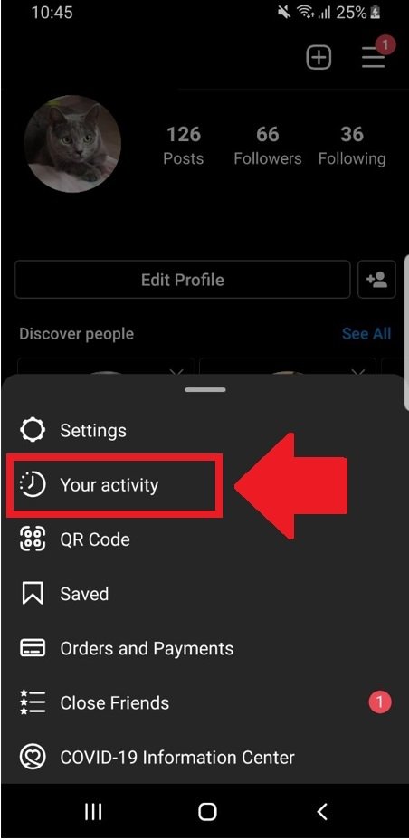Go to the Your Activity menu