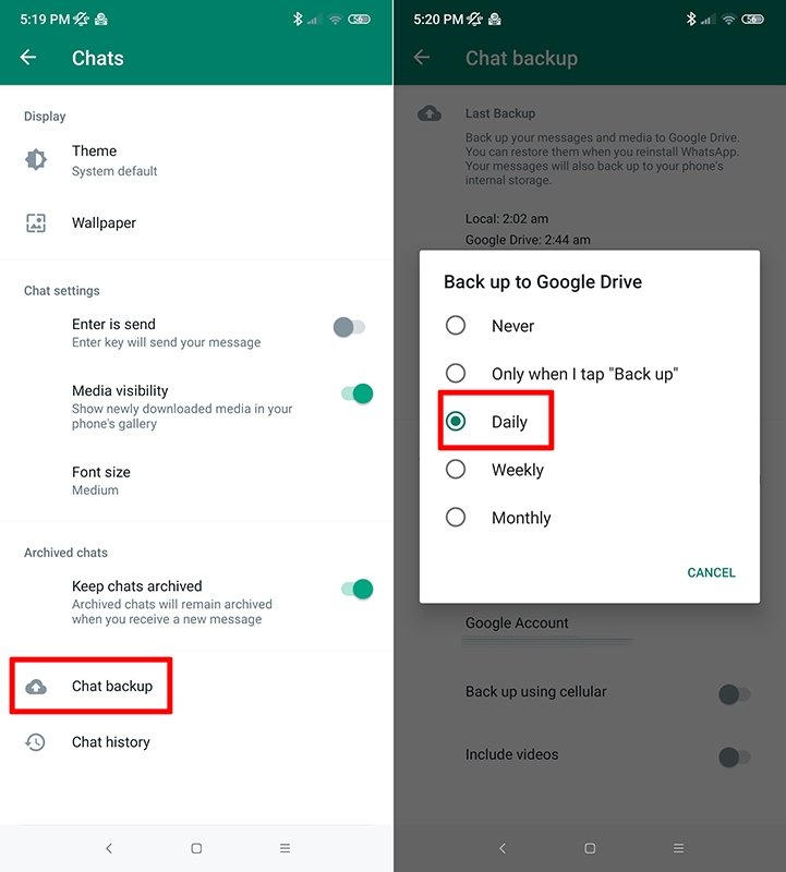 Google Drive allows us to store a free backup of our WhatsApp account