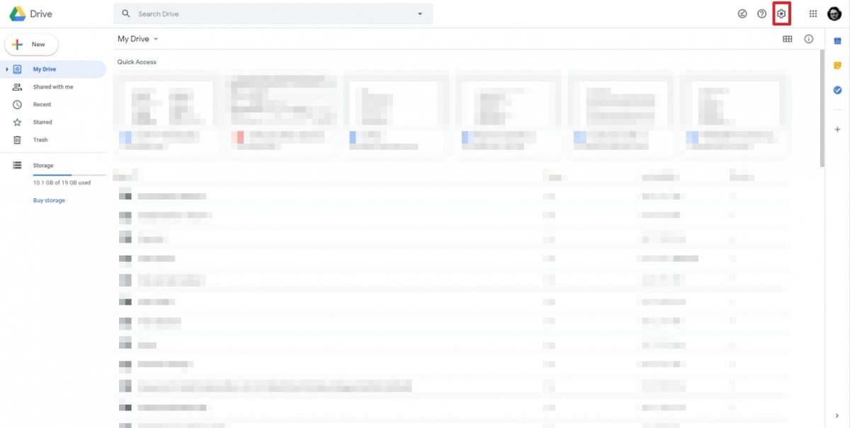 Roue de configuration de Google Drive