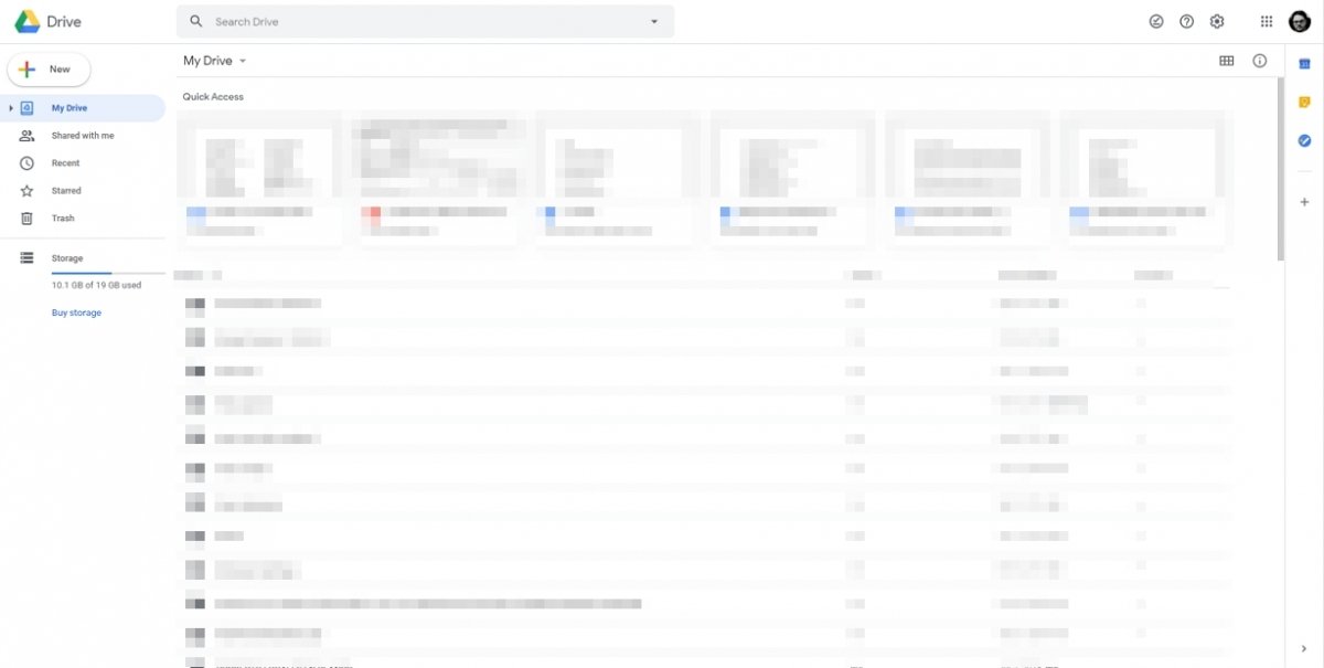 Hauptansicht von Google Drive