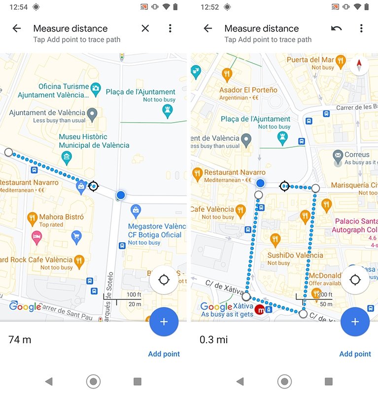 Google Maps allows us to measure the distance between two or more dots on the map