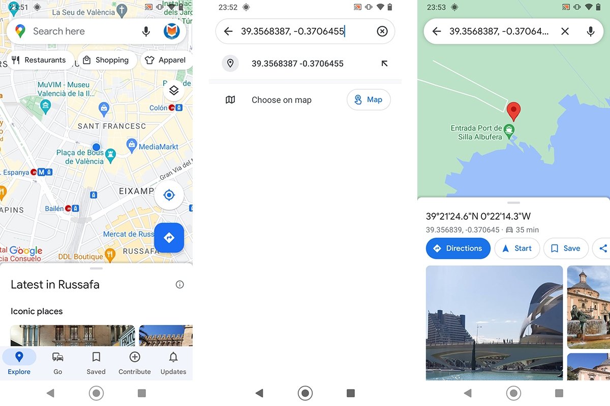 Google Maps nous permet de rechercher des lieux par latitude et longitude