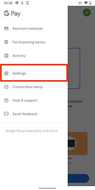 Google Pay’s settings