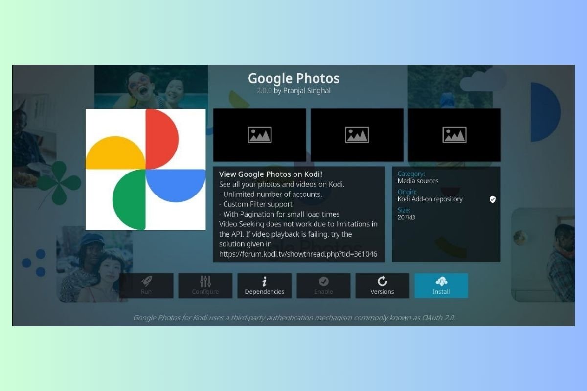 Google Photos add-on for Kodi