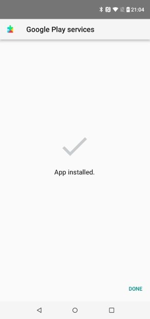 Google Play Services installation completed