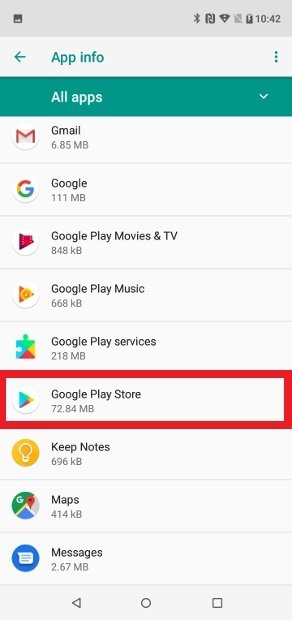 アプリリスト内のGoogle Play Store