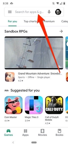 Barra de búsqueda de Google Play