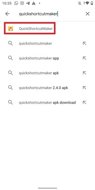 Résultat de la recherche dans Google Play