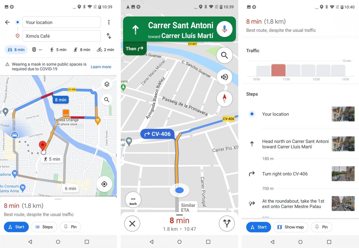 GPS navigation with Google Maps