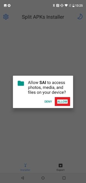 Aceite as permissões de acesso a SAI aos seus arquivos