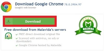 Grüne Download-Taste zum Herunterladen des Chrome-Installationsprogramms