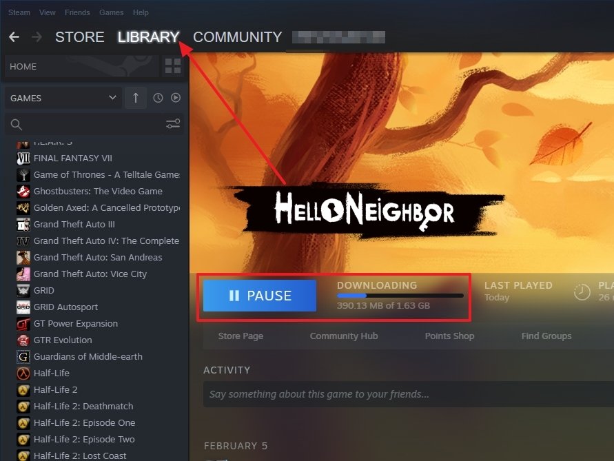 Hello Neighbor in the Steam library
