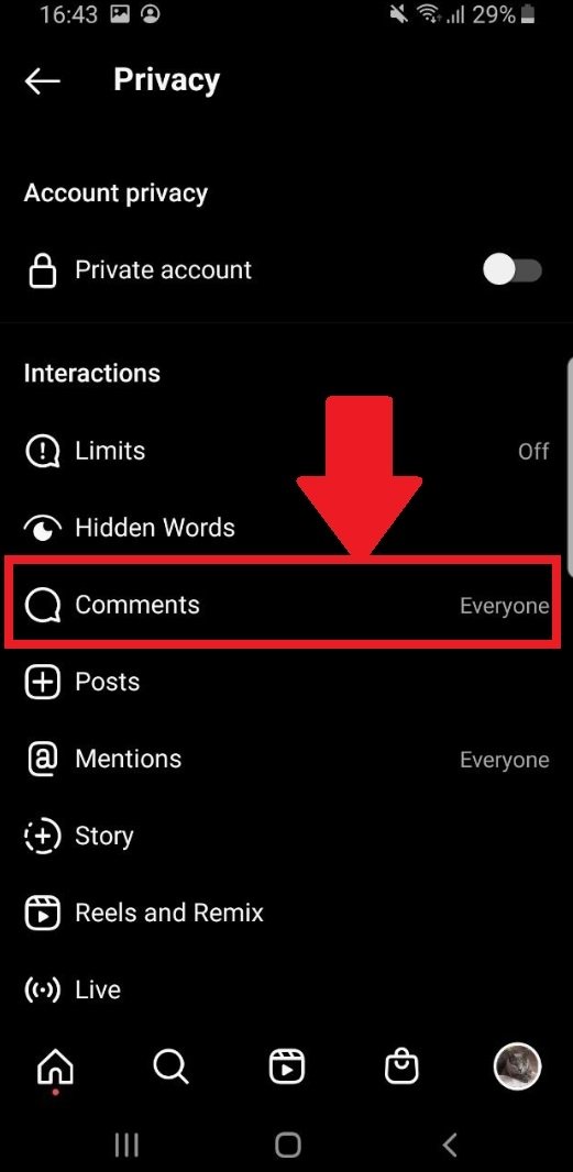 Here you’ll find the Comments settings