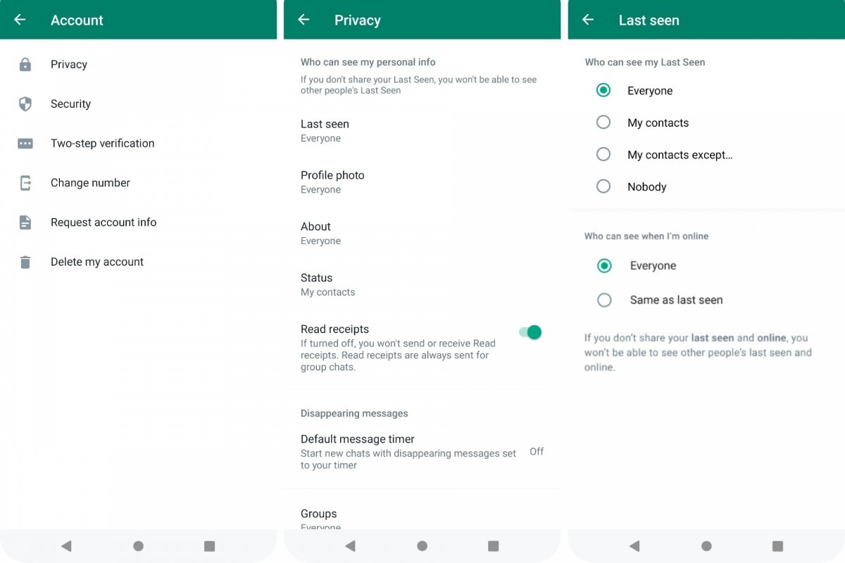 Masquer En ligne sur WhatsApp pour Android