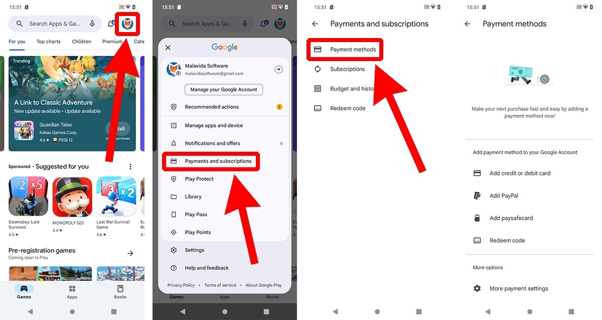 How to add payment methods to Google Play