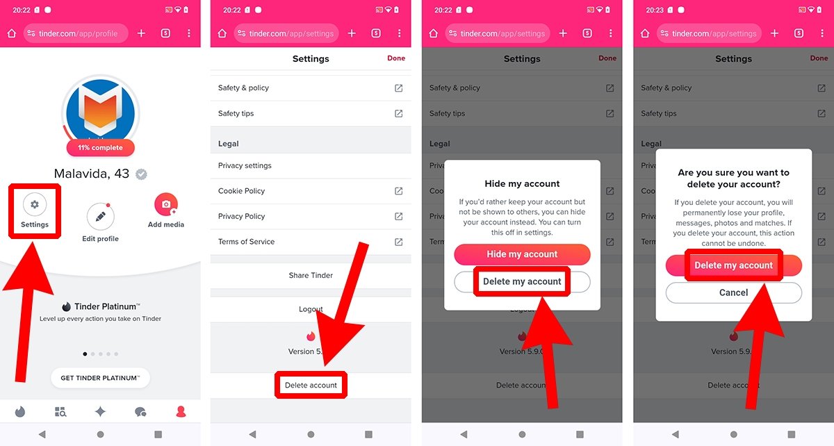 Comment supprimer votre compte Tinder d'un navigateur Web