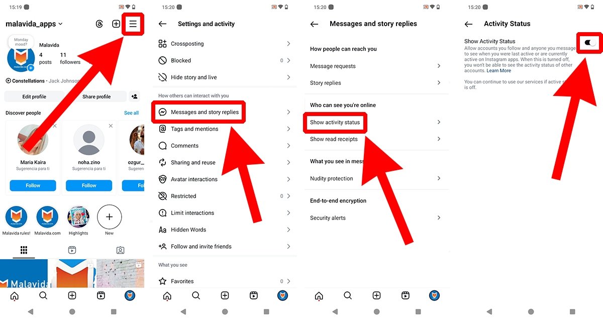 Como desativar a opção de mostrar status de atividade no Instagram