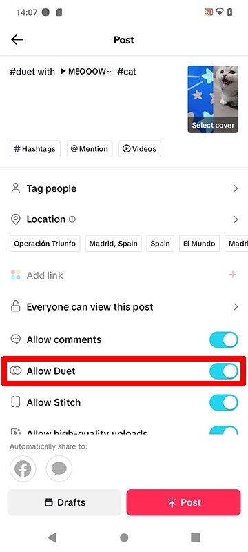 How to enable duets in TikTok