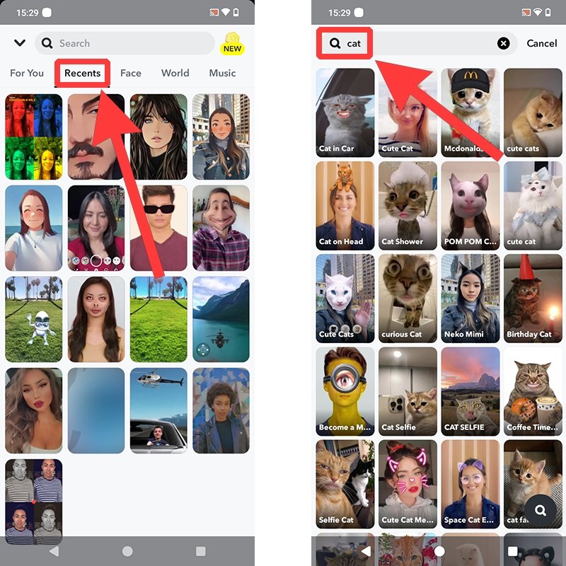 How to find Snapchat filters you have already used