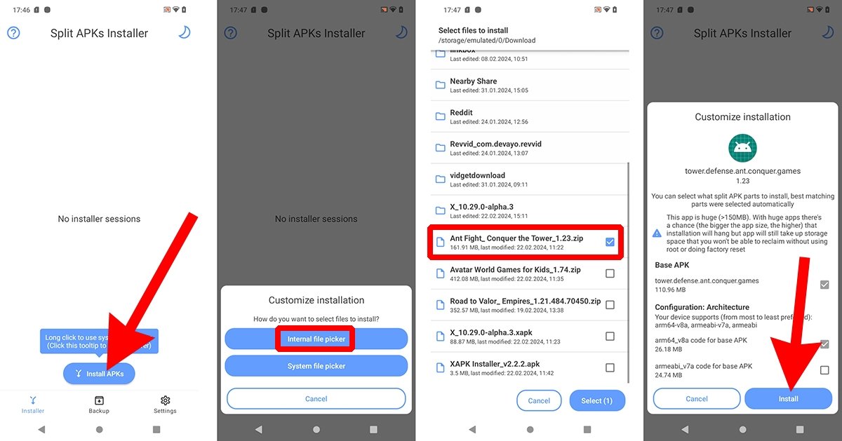 Como instalar um ZIP de APK usando o aplicativo SAI