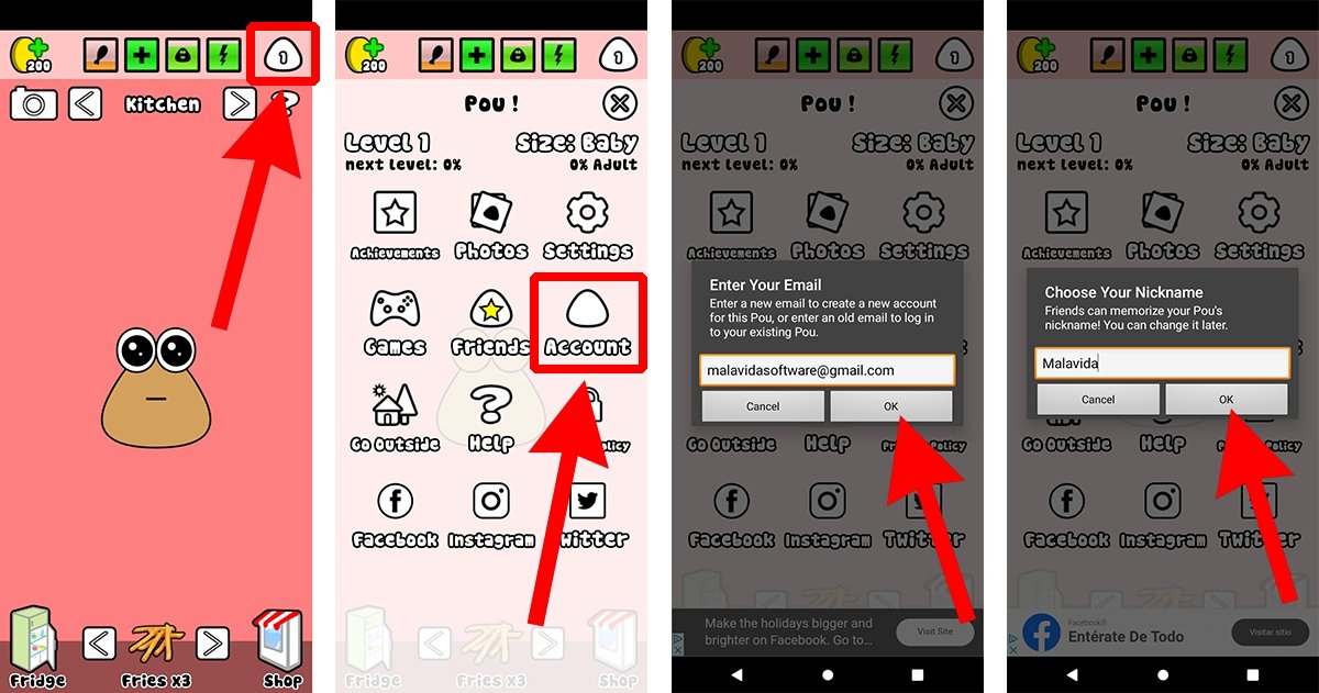 How to link Pou to your email to recover it later