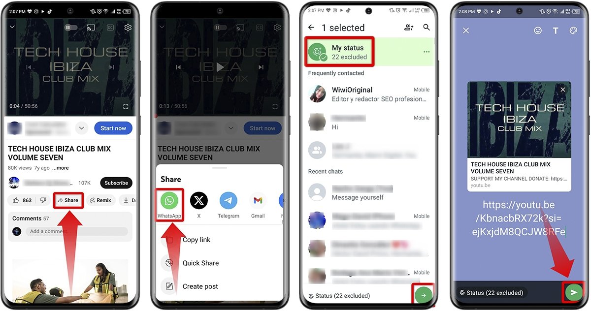 How to put YouTube songs on your WhatsApp status