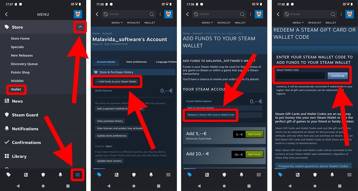How to redeem Steam codes on Android