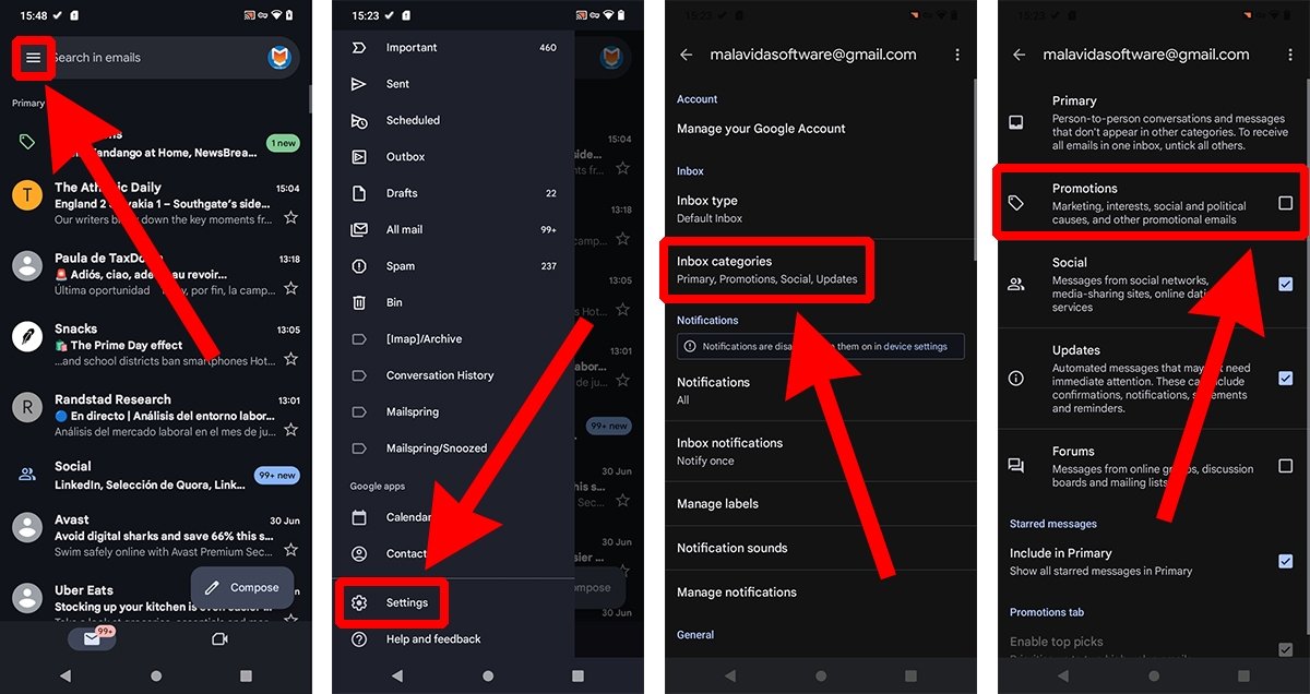 How to remove the Gmail Promotions tab from your phone