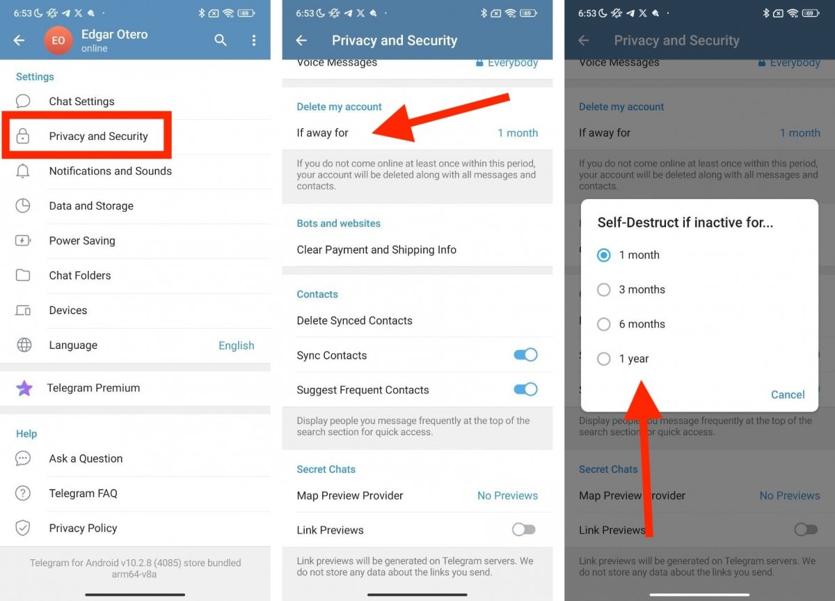 How to schedule the automatic deletion of your Telegram account