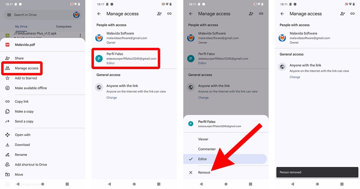 How to stop sharing Google Drive files and folders from the app