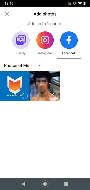 FacebookアカウントからBadooに画像をアップロードする方法