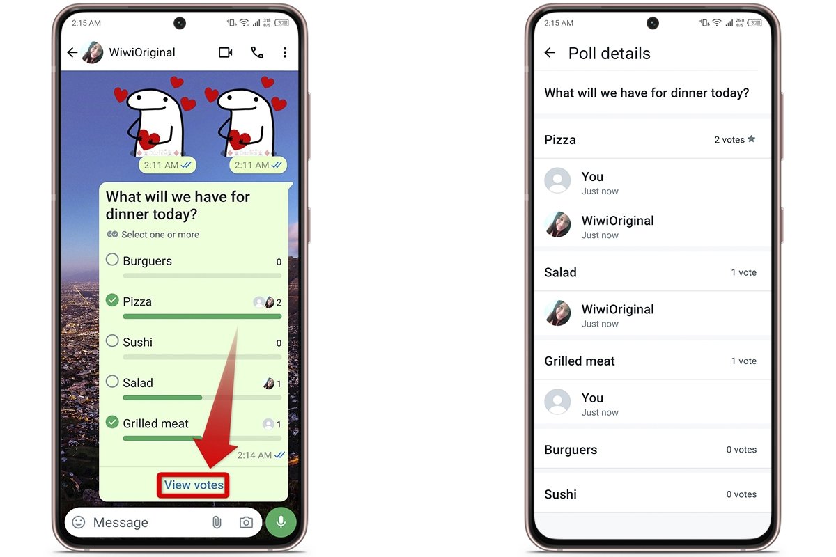 How to view the results of a survey in WhatsApp