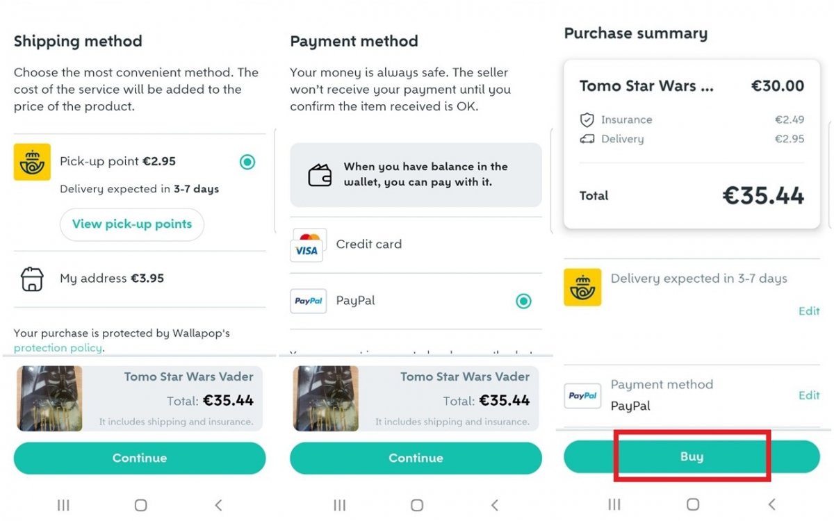 How to Wallapop Shipping purchases work step by step