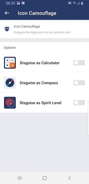 Icônes disponibles pour masquer AppLock