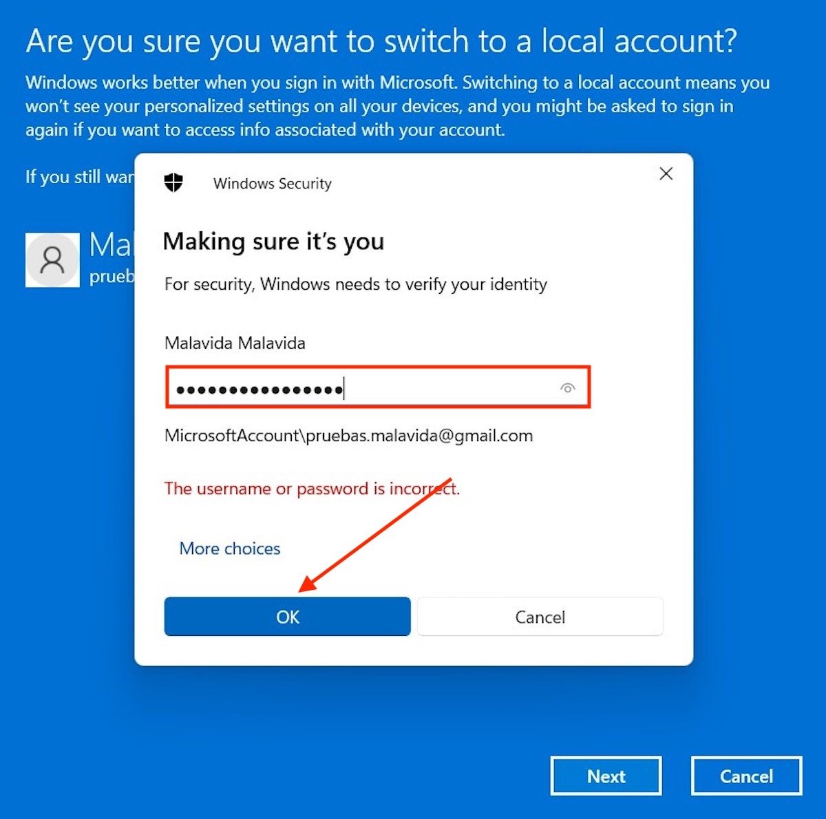 Identifizierung mit Microsoft-Kontoschlüssel