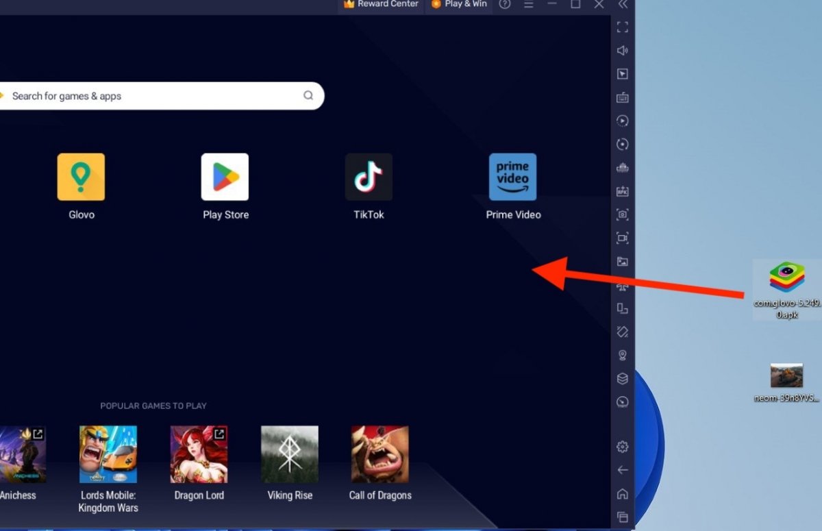 If you want to send an APK, just drag it to the BlueStacks window to install it