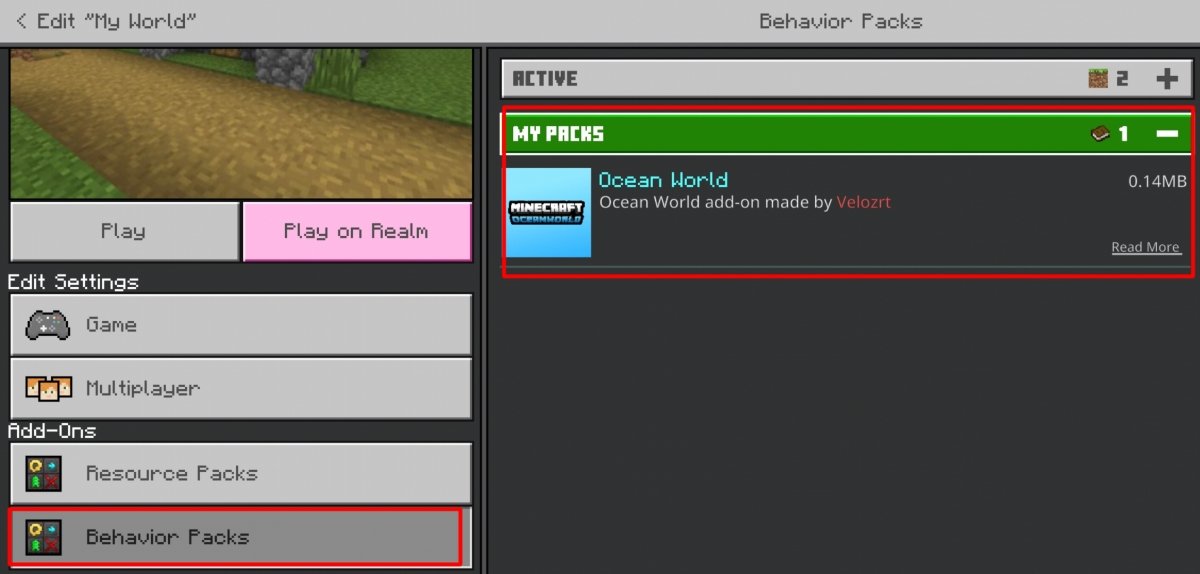 In Behavior Packs you can view your installed mod