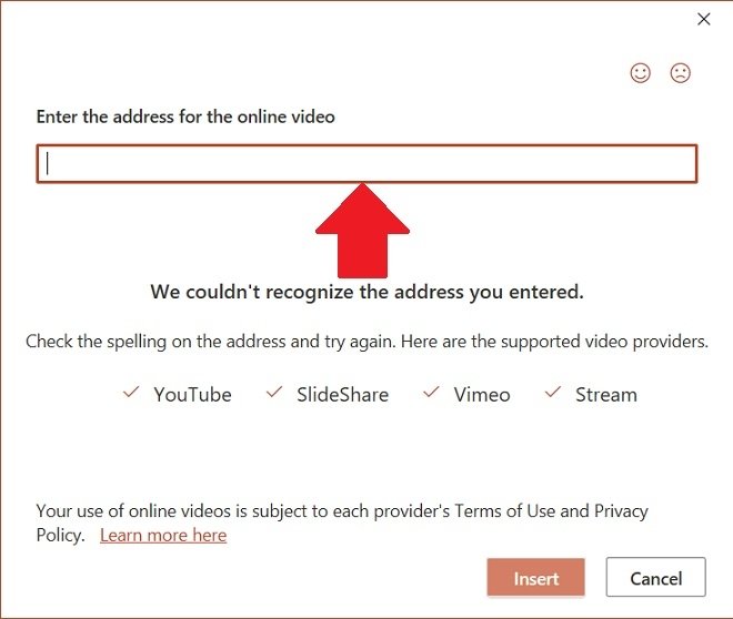 Insertar vídeo desde servicio en línea