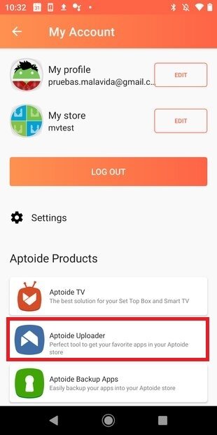 Install Aptoide’s upload manager